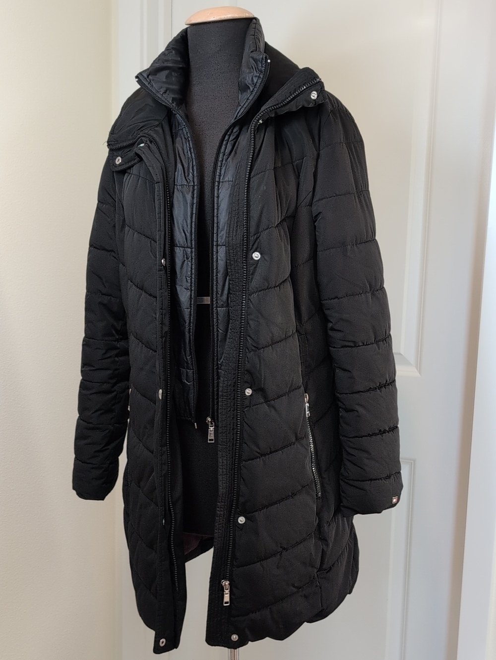 Tommy Hilfiger Black Quilted Long Puffer Coat